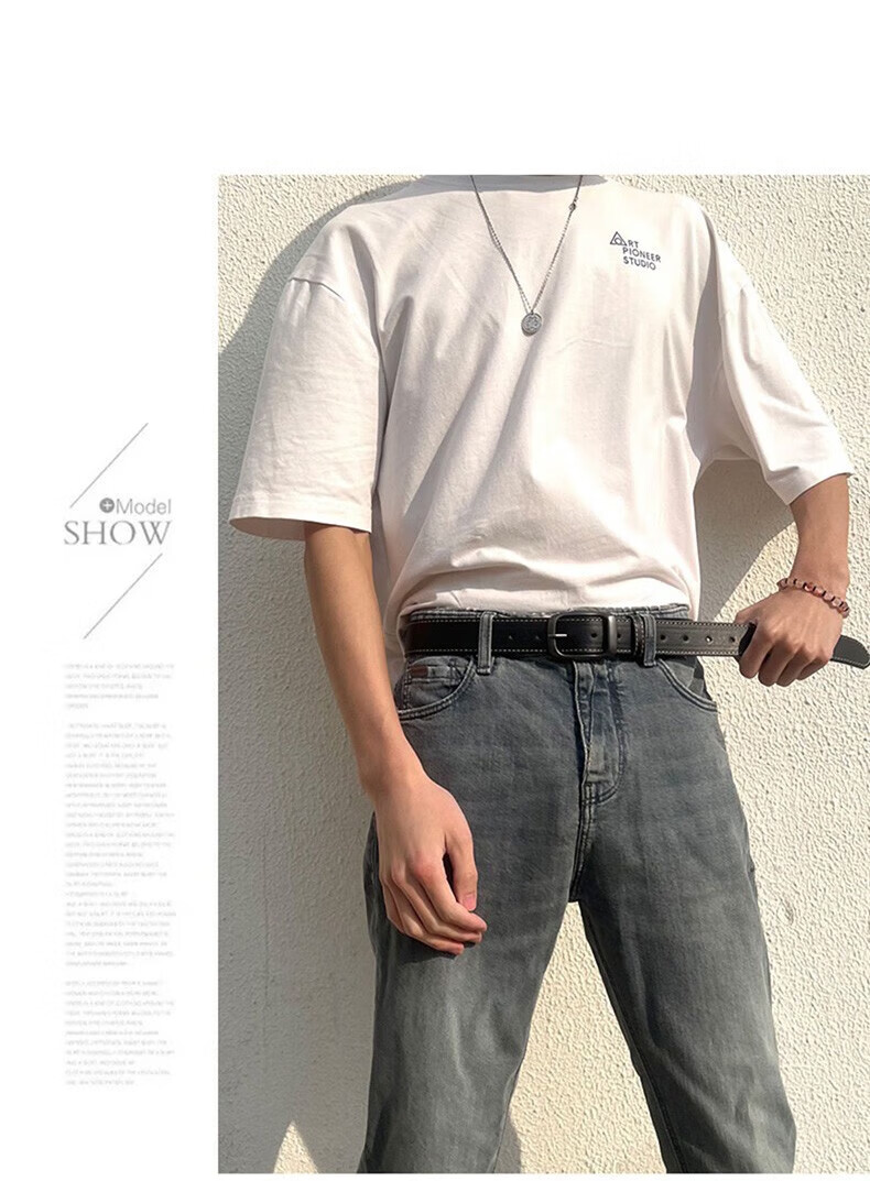 Huili Men's Genuine Leather Belt, Pure Cowhide Pin Buckle Style Hong Kong Fashion Trouser Belt, 2024 New Trendy Versatile Fashion for Young People 8