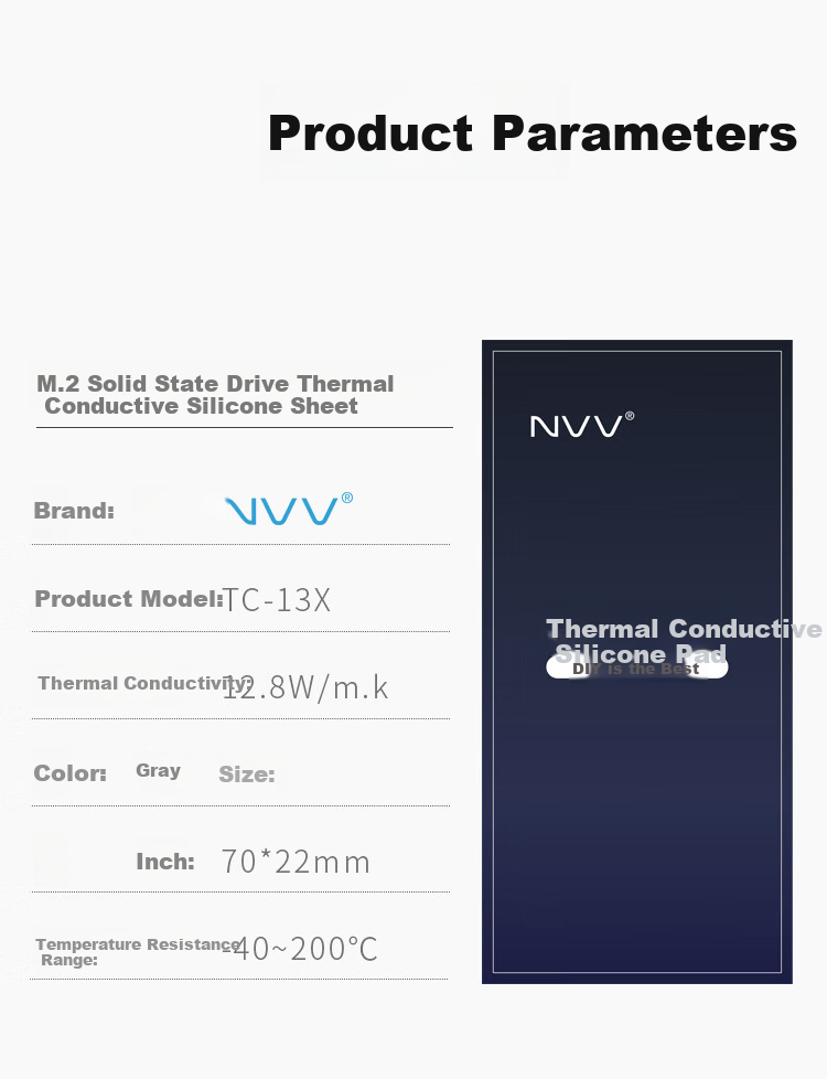 NVV M.2 SSD Thermal Paste Pad, Cooling Silicone Pad, Heat Conductive Silicone Gasket for SSD North Bridge, TC-131X with Thermal Conductivity of 12.8W 7