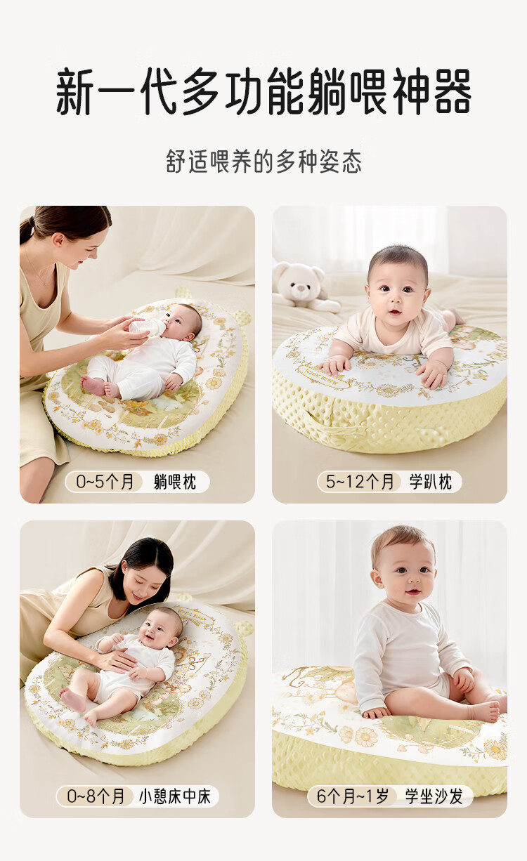 Aibaoshi Baby Incline Pad, Infant Feeding Ramp Pillow, Anti-Spit Aid, Prone Position Cushion, Xingmanhaiyu S713 9