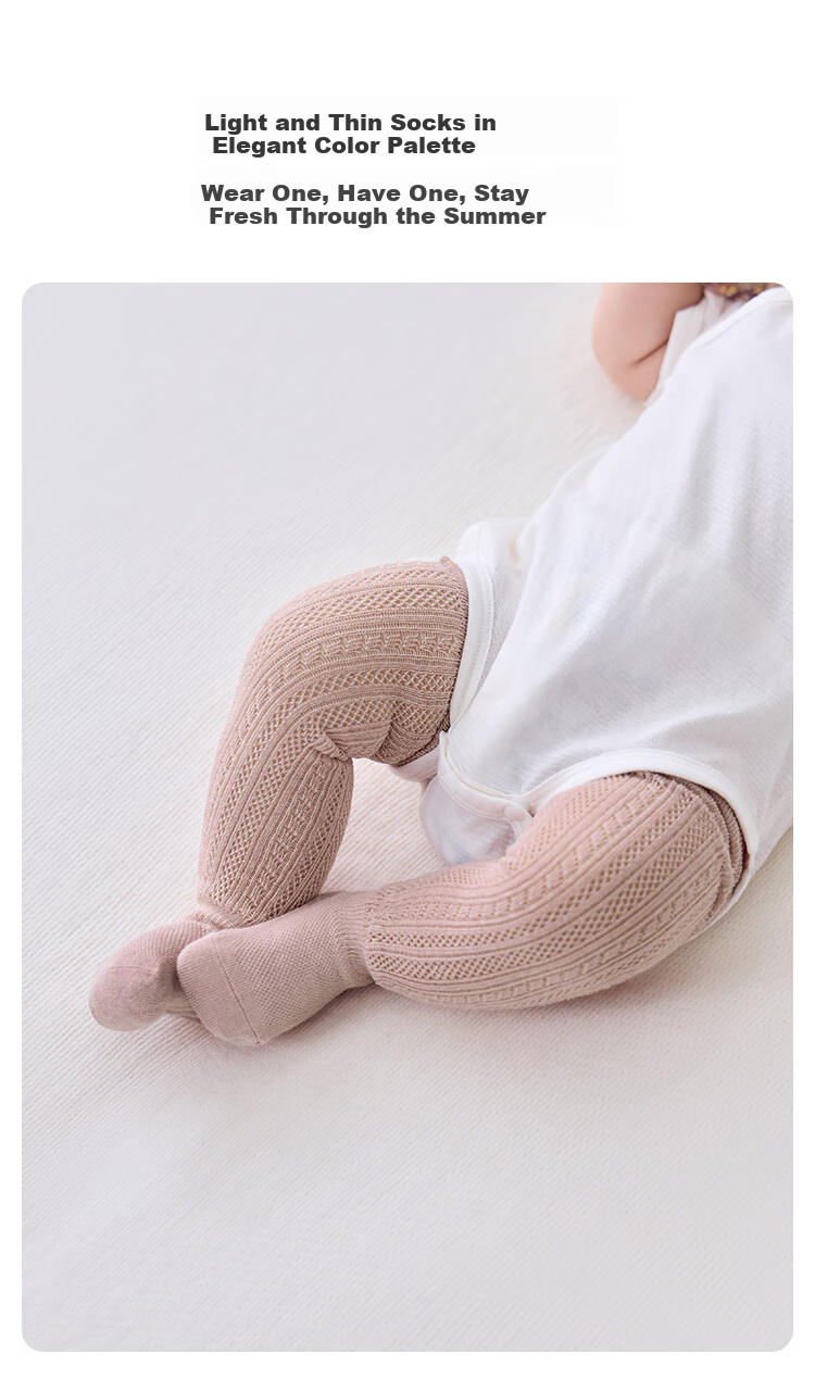 Babylove Baby Knee-High Socks for Summer, 0-3 Years Old, Breathable Mesh Thin Anti-Mosquito Socks That Don't Tighten Legs, 2 Pairs Per Pack 2