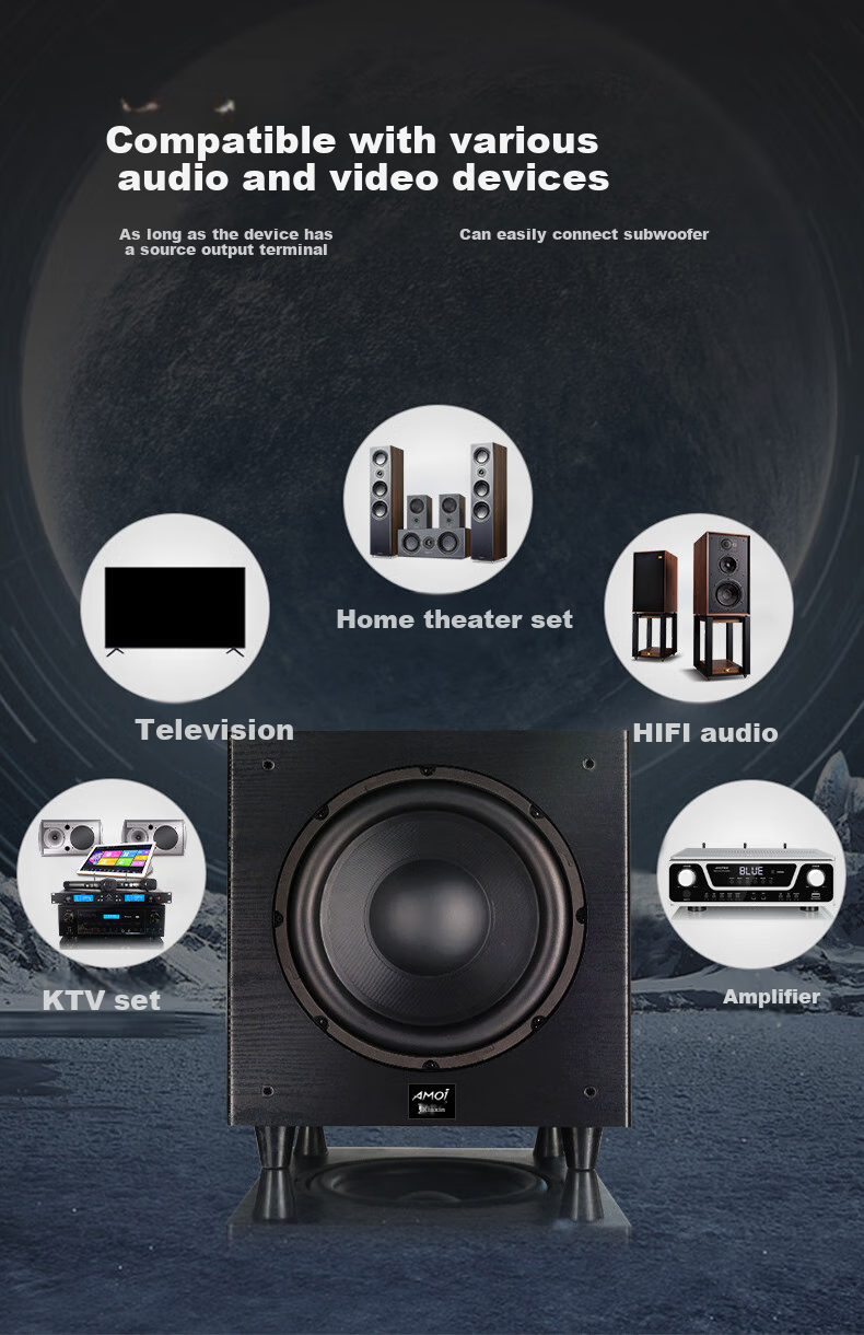 Amoi D-12 Home Passive Subwoofer, Wooden Home Theater, Dual 12-Inch Subwoofer Speakers, High-Power Ultra-Bass Speaker 3