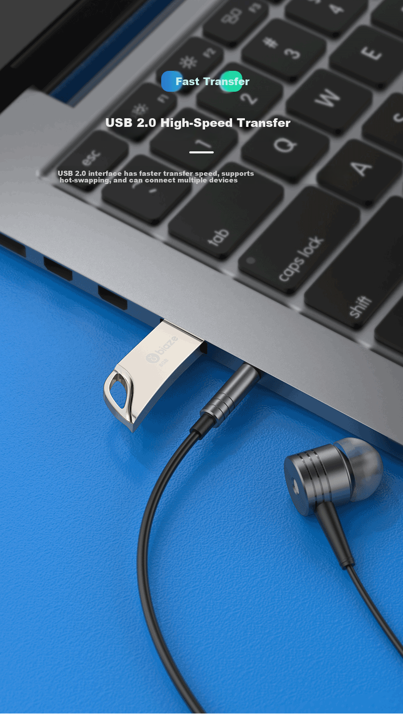 BIAZE 64GB USB2.0 Mini Flash Drive, Silver Color, Compact And Portable, Compatible with Computers And Cars, Universal Thumb Drive for Bidding And System Disk, UP016 5