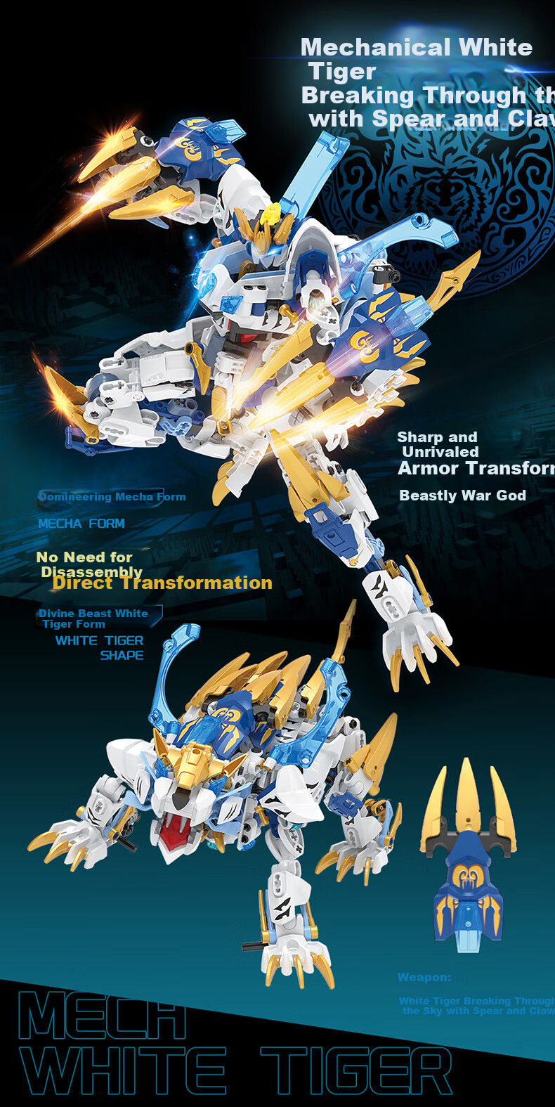 F5 Qinglong Transforming Mecha Model Building Blocks, Assembly Robot Gundam Toy, Birthday Gift for Boys And Girls 5