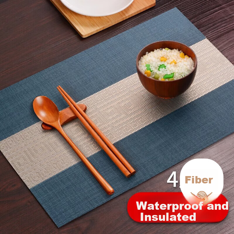 AVIVI Table Mat, Heat Insulation Placemat, Western-Style Mat, Waterproof Coffee Table Mat, Tea Mat, Table Runner, Plate Mat, 30*45*4 Pieces, Blue Zha
