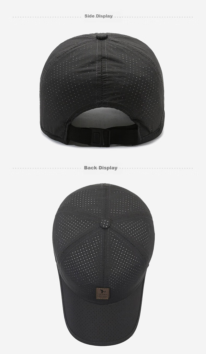 Huili Sun Protection Hat for Men, Outdoor Baseball Cap, Breathable Sports Visor, Casual Duck Tongue Mesh Hat, Versatile Couple's Large Head Circumference 10