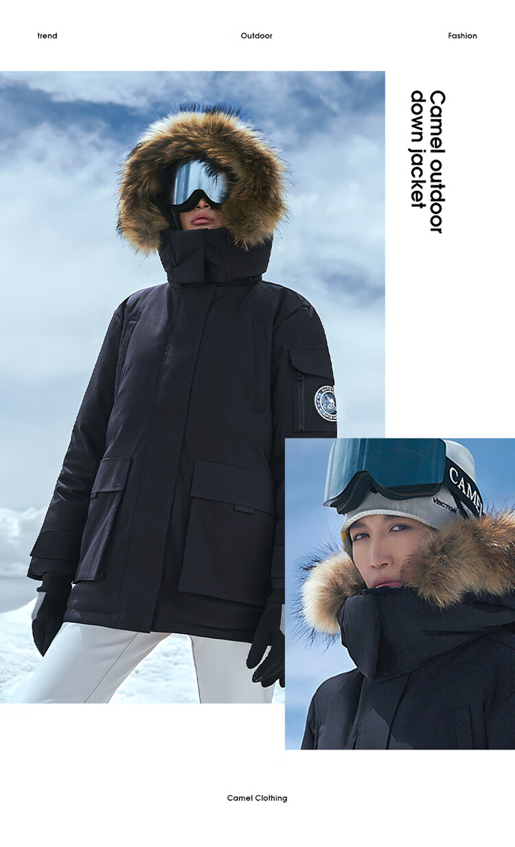 CAMEL Outdoor Down Jacket Unisex 035 Water-Repellent Thickened Warm Parka Coat 8