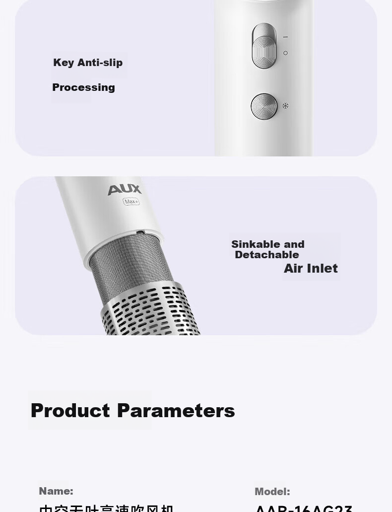 AUX Hair Dryer for Home Use, High-Speed Negative Ion Hair Protection, Quick-Drying, Powerful Airflow, Hair Dryer for Men And Women, High-Power Non-Damaging Hair, Hollow Bladeless Electric Hair Dryer, Girlfriend Gift 17