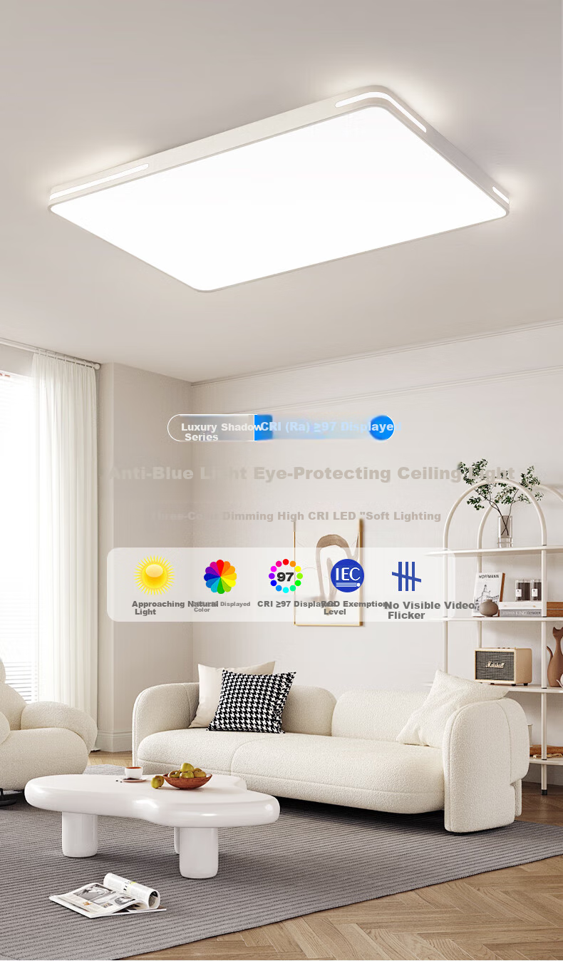 MICOE Full-Spectrum Eye-Protecting LED Ceiling Light, High Color Rendering Living Room Lamp, Modern Minimalist Lighting Fixture, Baiyu Series 1