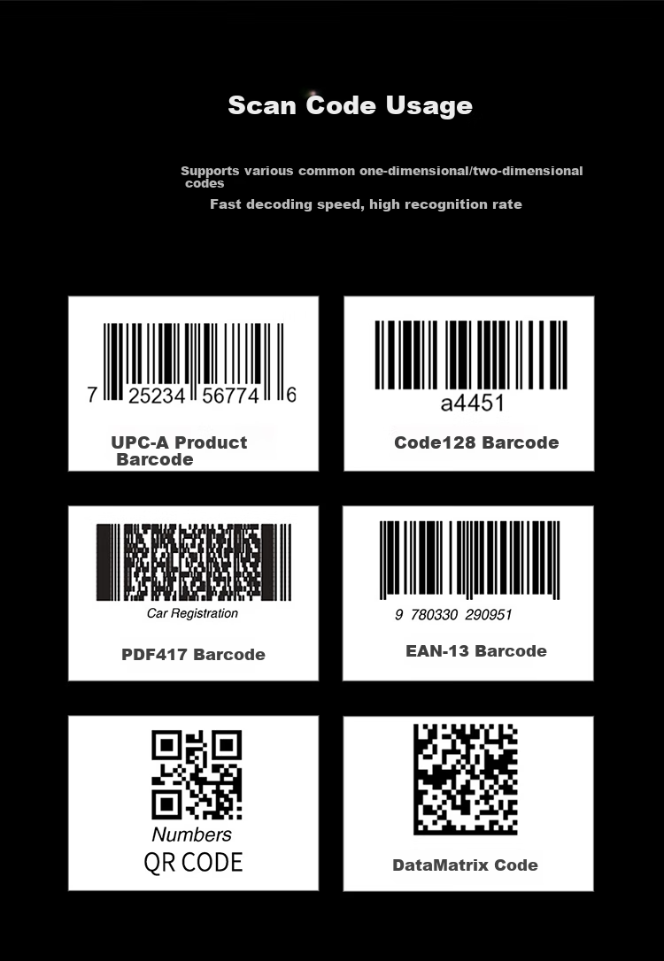 Honeywell Wireless Barcode Scanner, Barcode, 1D Barcode Scanner, Warehouse And Supermarket Barcode Scanner, Plug And Play, with Base OH3503 Black 12