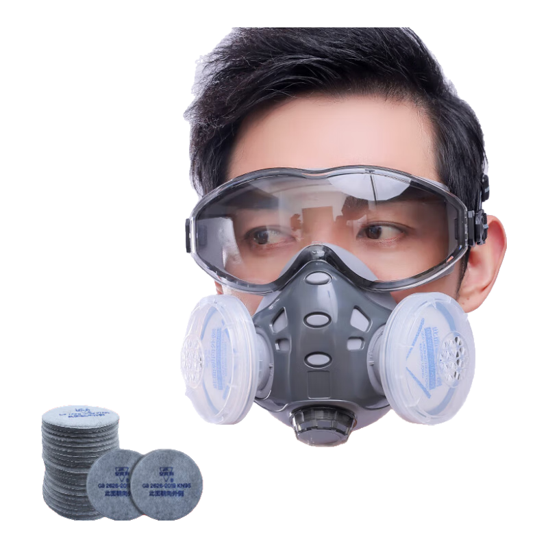 Anshuangli Gas And Dust Mask Heavy-Duty Dust Mask KN95 Industrial Dust Particle Grinding Welding Face Mask Anti-Pollution Mask Accessories: 20 Pieces Separately (Activated Carbon Filter Cotton)