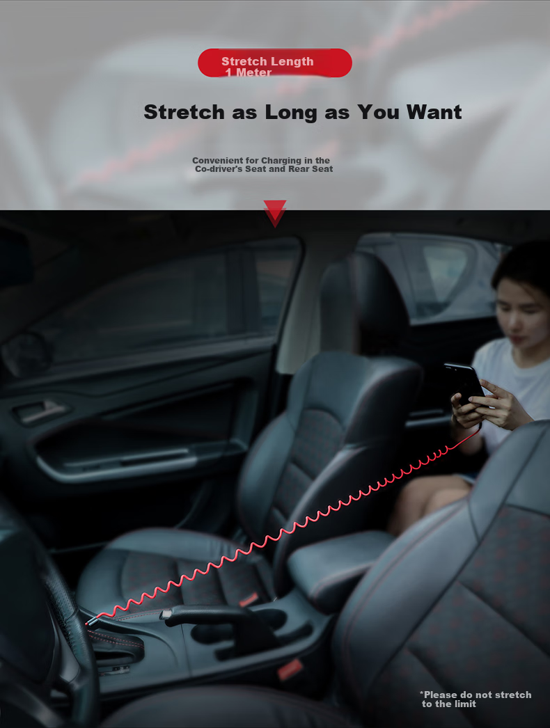 Baseus Apple Data Cable, Spring Retractable Car Phone Charging Cable, Portable Car Charger, Suitable for IPhone14/13/12/11/8Plus/X/iPad/Air/Pro, 1 Meter 4
