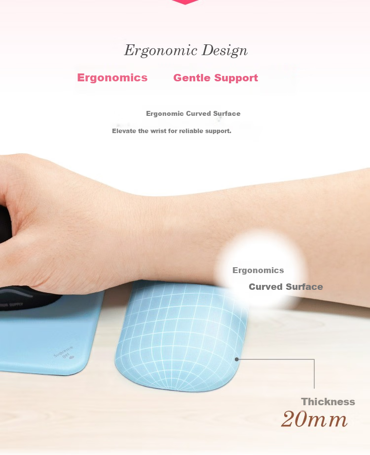 SANWA Gel Ergonomic Silicone Wrist Rest Mouse Pad Set, Solid Color Hand Support Wrist Pad, Soft And Washable, for Office And Gaming, White 3