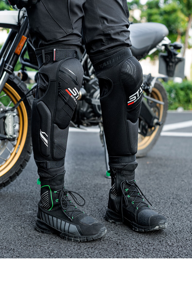 STAR FIELD KNIGHT Motorcycle Riding Knee Guards Four-Season Anti-Fall Wear-Resistant CE Certified Biker Gear Black Size M 16