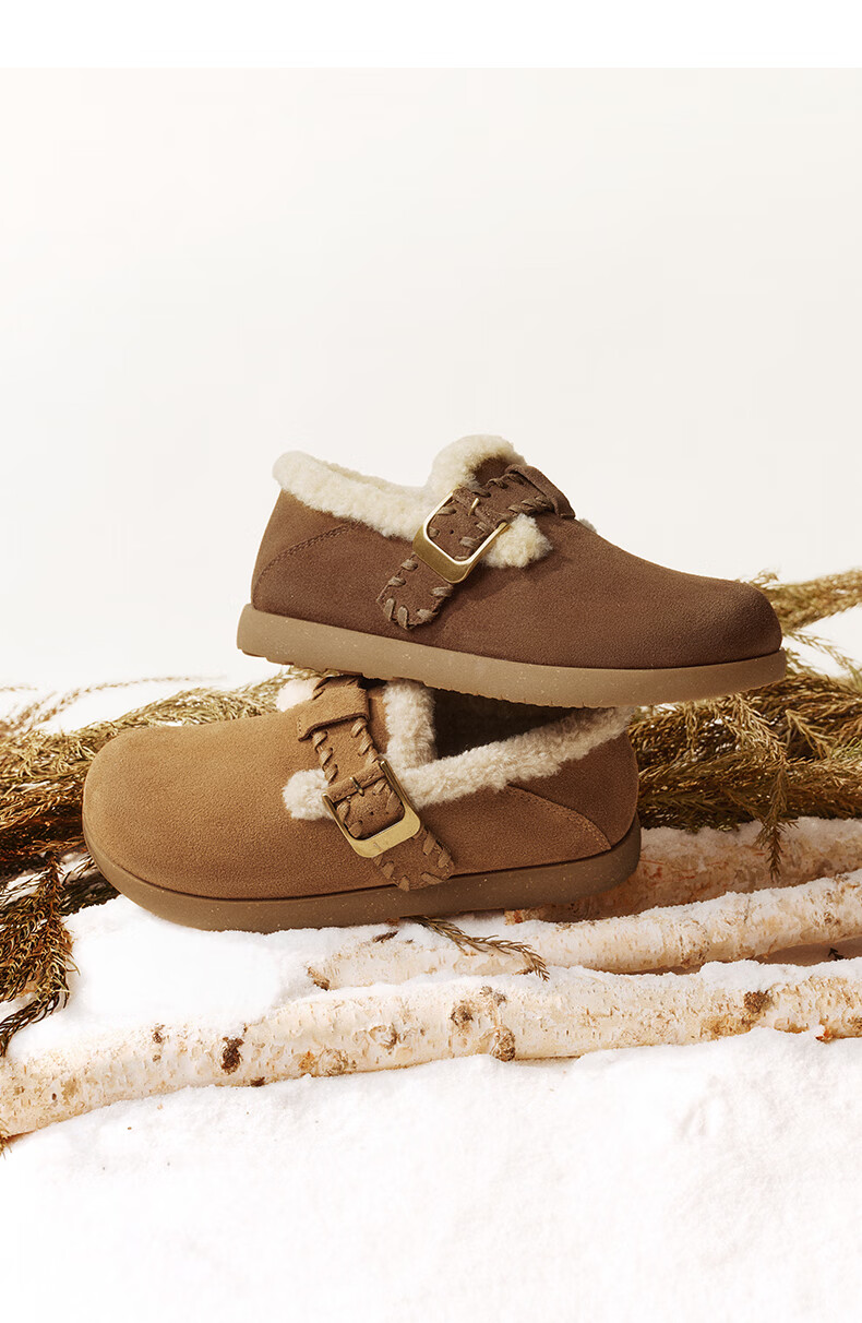 SENDA Little Sun Women's Furry Shoes 2025 Winter New Warm Slip-On Casual Birkenstock ZTI25DA5 Brown Size 35 3