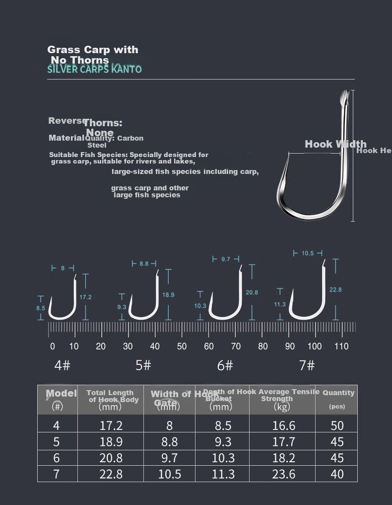 Diaoyuwang Jinhai Xi Fish Hook, Large Hook, Loose Flat Thin Reinforced Barbed Hook for Silver Carp And Bighead Carp, New Guandong High Carbon Fishing Hook 12