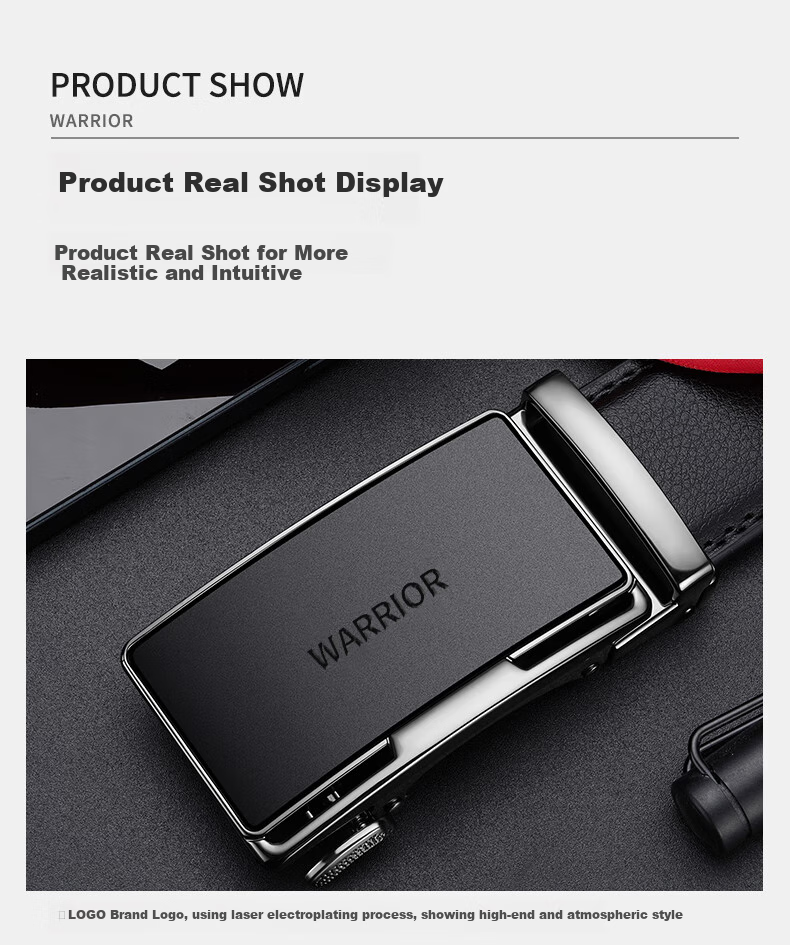 Huili Men's Automatic Buckle Genuine Leather Belt, Business Casual Versatile Denim Waistband for Young And Middle-Aged, Practical Gift 9