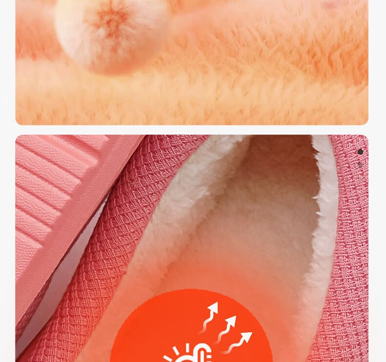 Huamei Jianbu Solid Color Half-Cover Cotton Slippers Unisex Warm Fleece Indoor Outdoor Cotton Slippers HM2506 Red Size 38-39 8