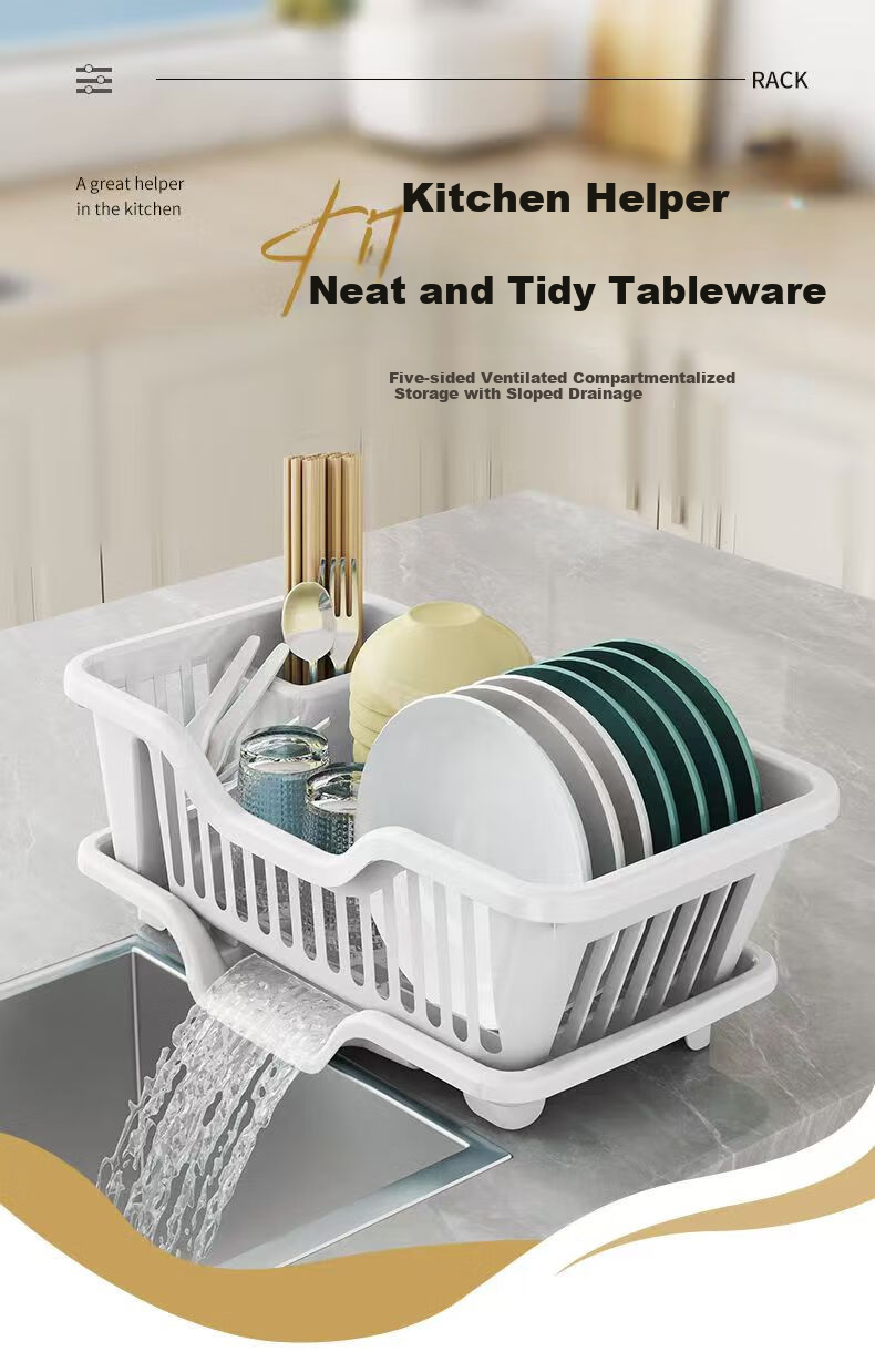Jingyan Bowl And Plate Storage Rack, Kitchen Fruit And Vegetable Draining Basket, Chopstick Organizer Box, Chopstick Holder, Large Capacity White Plastic 1