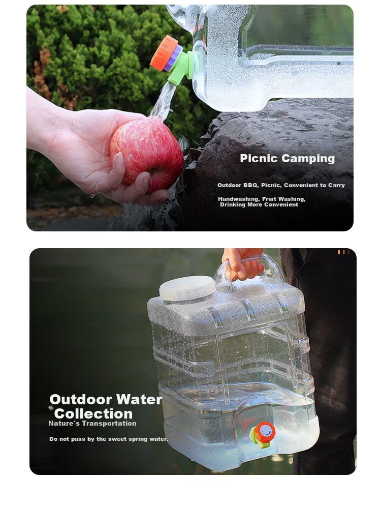 MAXCOOK Pure Water Container, Mineral Water Container, Drinking Water Container, with Tap 10L, Portable Outdoor Square MCX0155 for Self-Driving Tours 3