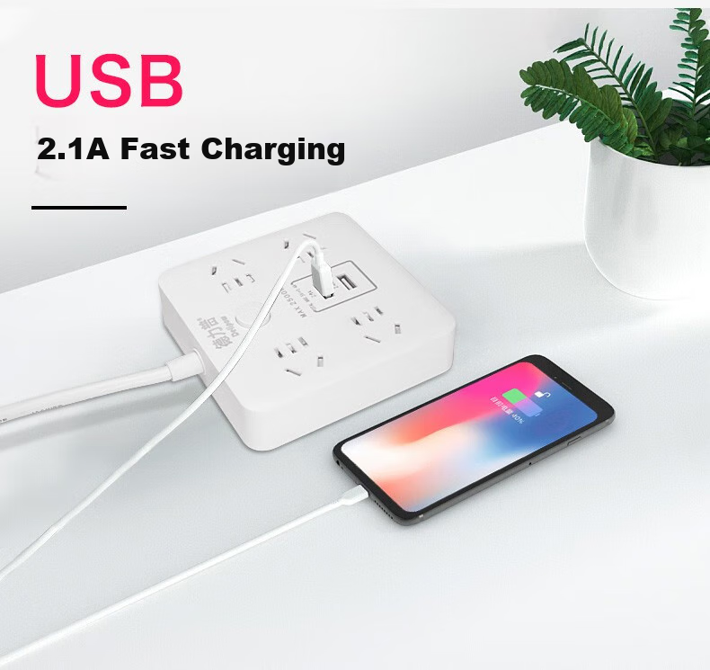Delipow Power Strip, USB Smart Fast Charging Multifunctional Computer Desktop Charging Station Socket, New National Standard Power Strip/cord/extension Cord, Total Length 5 Meters 2