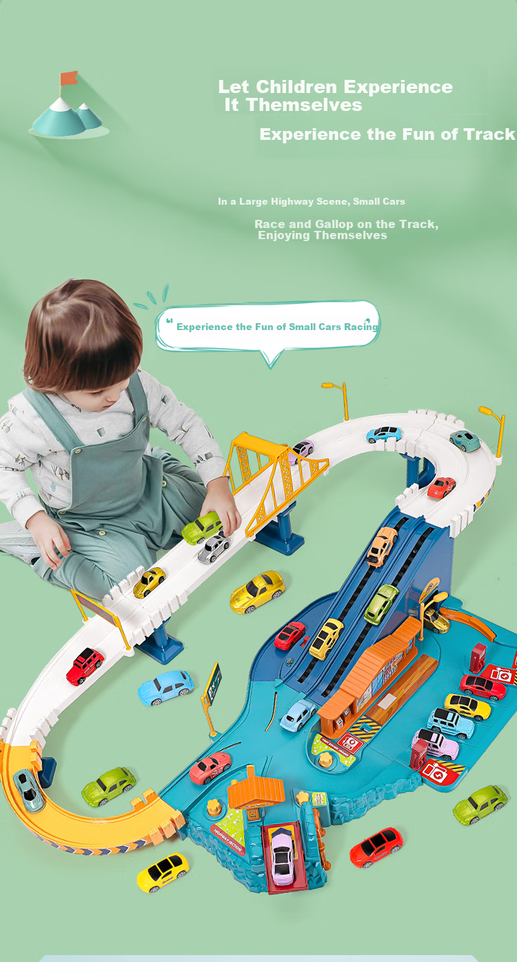 AoZhiJia Children's Toy, Track Car Set for Boys Aged 3-6, Adventure Racing Game, Parking Lot, Birthday Gift 8