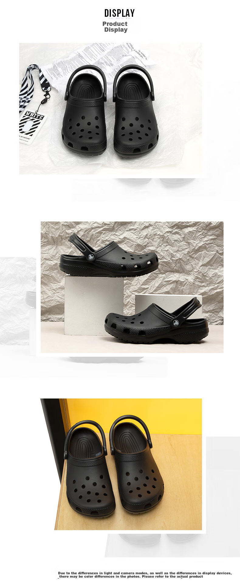 CROCS Unisex Classic Clog Outdoor Casual Fashion Trendy Beach Sandals Slippers 10001-100 Size 43-44 9