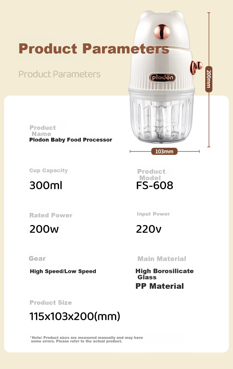 PLODON Baby Food Processor, Infant Feeding Tool Grinder And Mixer, Dual Cups for Raw And Cooked Foods 13