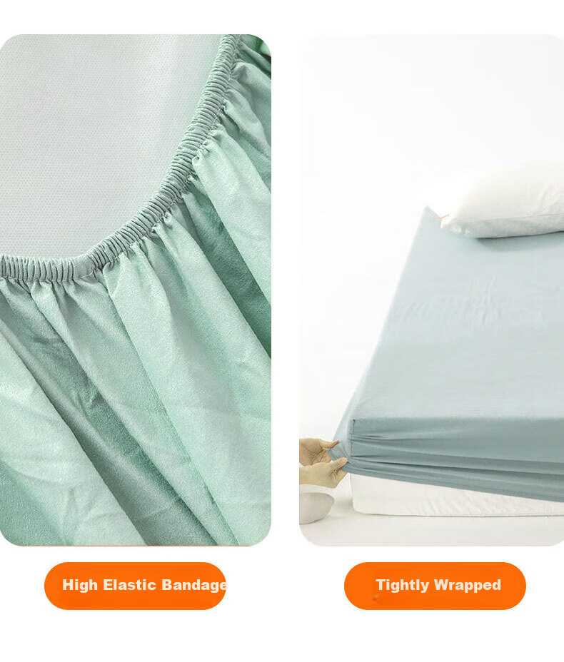 Grace Class 7A Antibacterial Fitted Sheet, Pure Cotton Washed Cotton Bed Cover, Full Coverage Mattress Protector, for 1.8m Bed, Tingqing Color 8