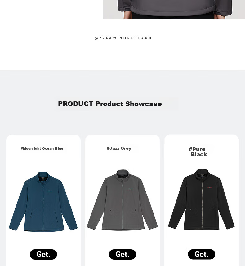 NORTHLAND Soft Shell Jacket for Men, Outdoor Windproof And Water-Resistant Warm Coat NXJCH5509E Black 180 19
