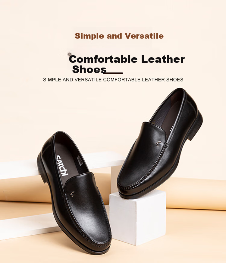 SATCHI Men's Shoes, Lightweight Men's Leather Shoes, Business Formal Shoes, 752442267Z, Black, Size 42 1