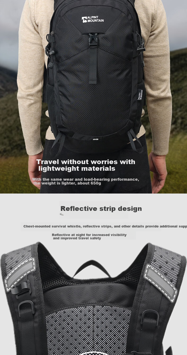 ALPINT MOUNTAIN Large Capacity Outdoor Hiking Backpack, Trekking Bag, Commuter Travel Backpack for Men, Durable Water-Resistant 5