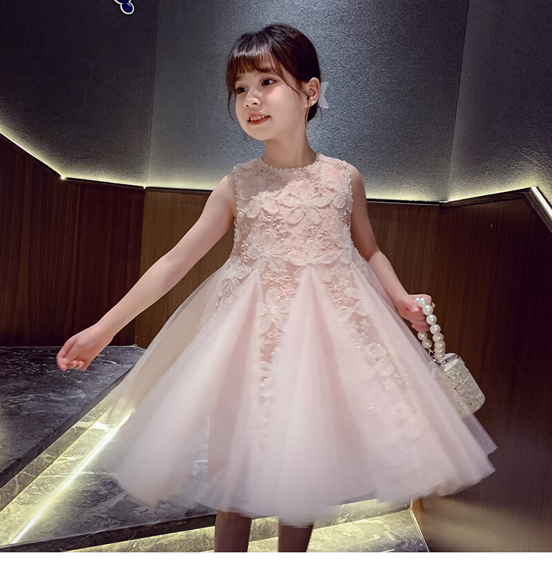 MIMIHELLO Girls Summer Dress 2025 New Fashionable Children's Mesh Princess Vest Dress for Little Girls 5