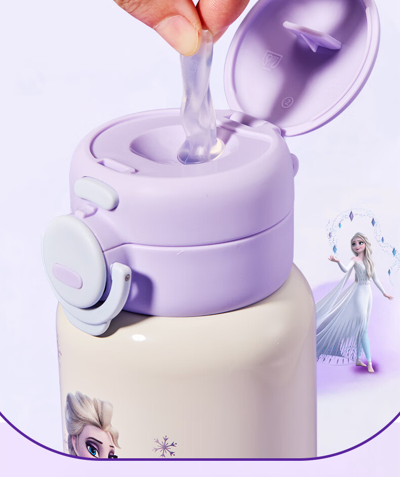 Disney Kids Insulated Double-Drink Straw 316L Large Capacity Water Bottle Portable Drinking Cup for Kindergarten Boys and Girls Elementary Students 7