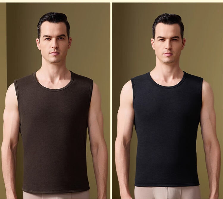 Langsha 100% Wool Thermal Vest for Men Winter Fleece Thickened Antibacterial Velvet Heating Cold-Resistant Sleeveless Jacket 6