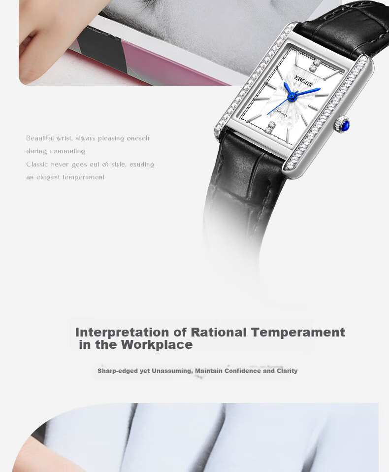 EBOHR Women's Watch, Kana Series Retro Small Square Watch, Birthday And Valentine's Day Gift, Quartz Women's Watch 51711446 11