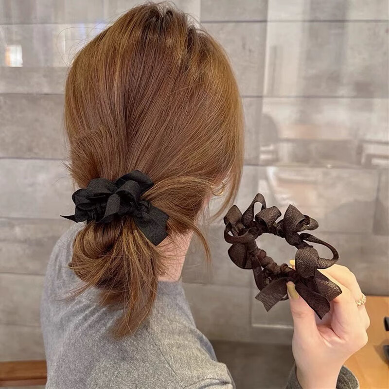 LiQing Rhinestone Braided Hair Ties [5 Mixed Colors] High Elastic Durable Luxury Leather Hair Bands Hair Accessories