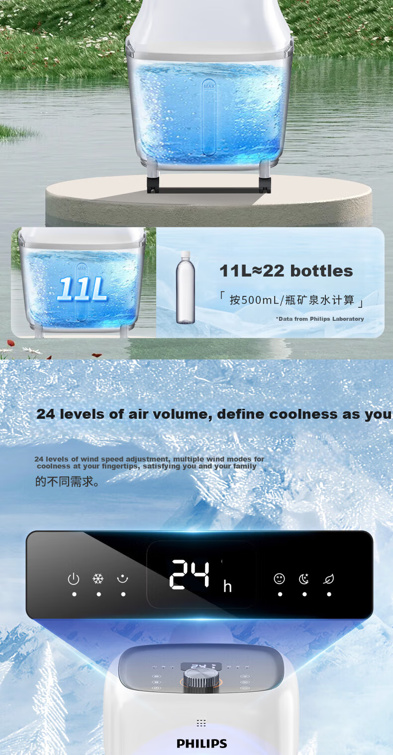 PHILIPS Air Cooler, Cooling Fan, Powerful Cooling Machine, Humidifying, for Home Living Room Bedroom, Energy-Saving, Office Use, Voice-Controlled Water Refill, Quiet Operation, Small Air Conditioner, Single Cooling Tower Fan ACR3162TV 10