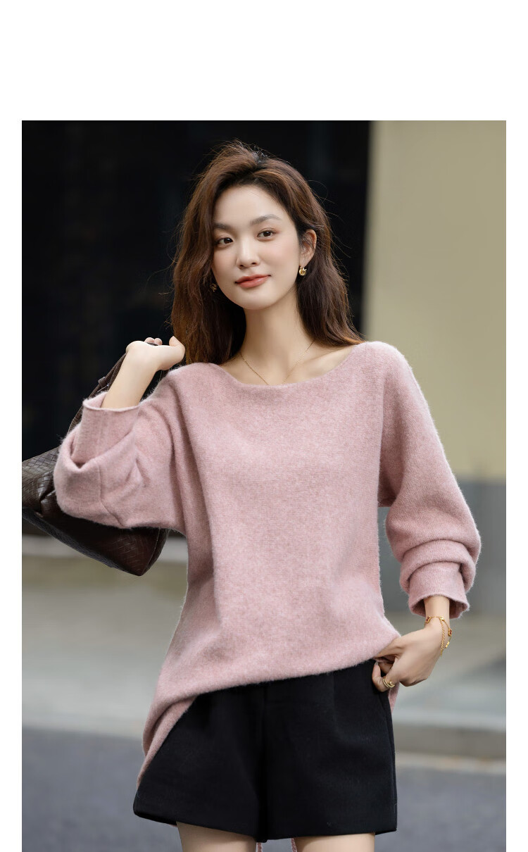 Demana [With Wool] Autumn Elegant Off-Shoulder Sweater with Adjustable Acrylic Bead Belt Knit Top 1