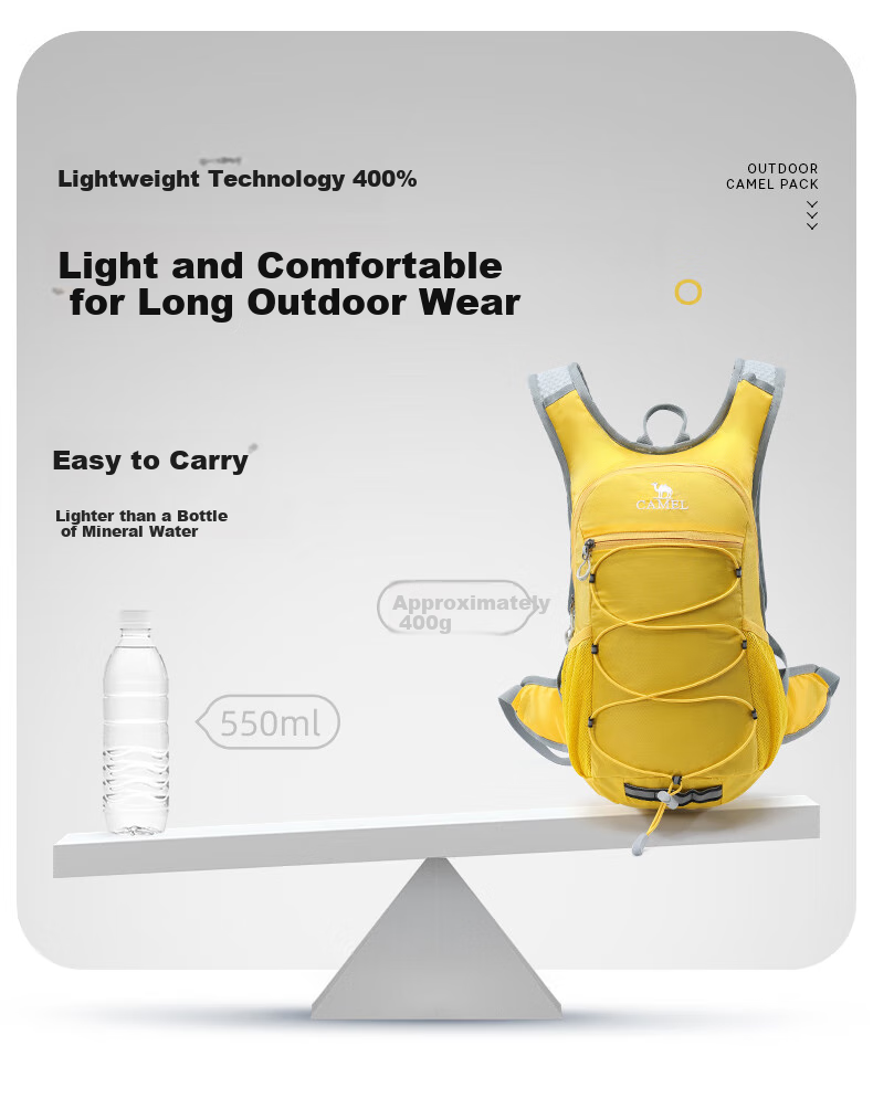 CAMEL Honey Bee Backpack for Hiking, College Students' Trail Running, Cycling, Outdoor Travel And Mountaineering Bag, Ginkgo Yellow 4