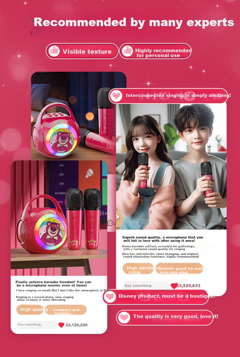 Disney Microphone Children's Toy, Birthday Gift for Girls Aged 7-14, Karaoke Mic with Bluetooth Speaker, Wireless, for Ages 8-12, 10 1