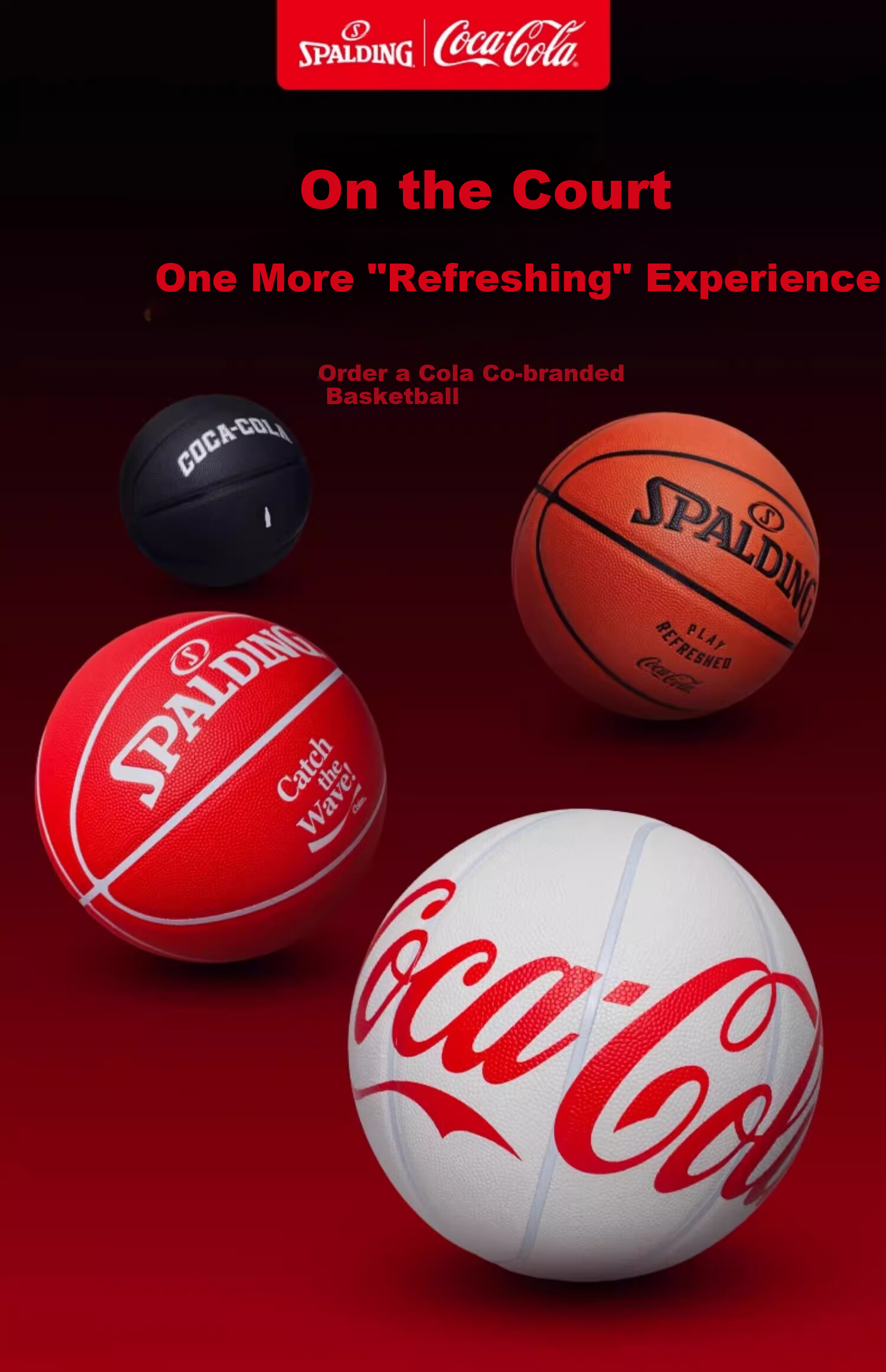 SPALDING Basketball, Coca-Cola Co-Branded No.7 PU Indoor/outdoor Standard Basketball, Red And White Color Scheme 1