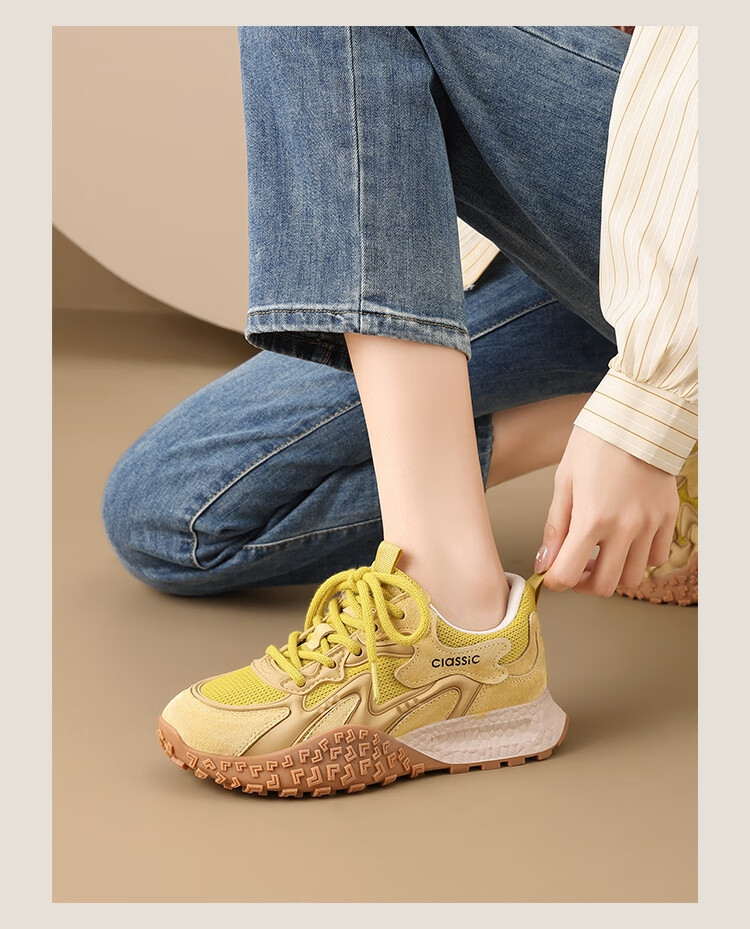 ZHR Women's Casual Shoes, Winter Lambswool Fleece-Lined Versatile Lightweight Dexun Shoes, Thick-Soled Comfortable Women's Shoes, KS210B Apricot Color, Size 38 8