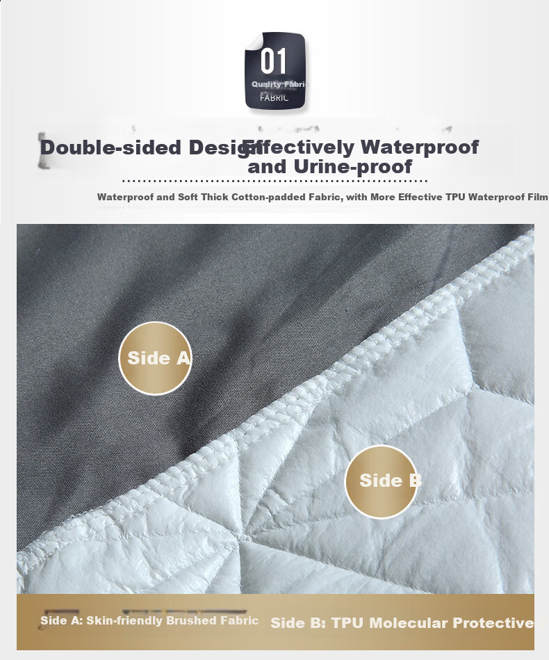 Hengyuanxiang Class A Quilted Fitted Sheet, Single Piece Washable, Dirt-Proof Non-Slip Mattress Protector Cover for Single Bed, 150*200cm 6