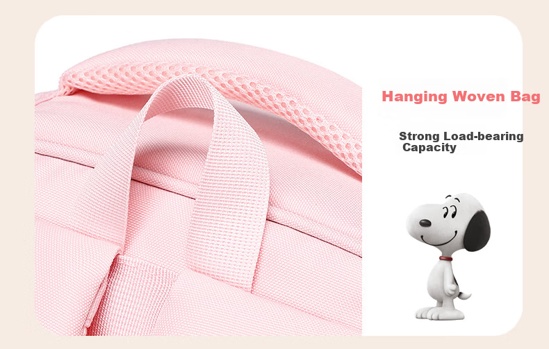 SNOOPY Elementary School Backpack Lightweight Children's Spine-Protecting Load-Reducing Shoulder Bag for Grades 4-6, Large Pink Size 18