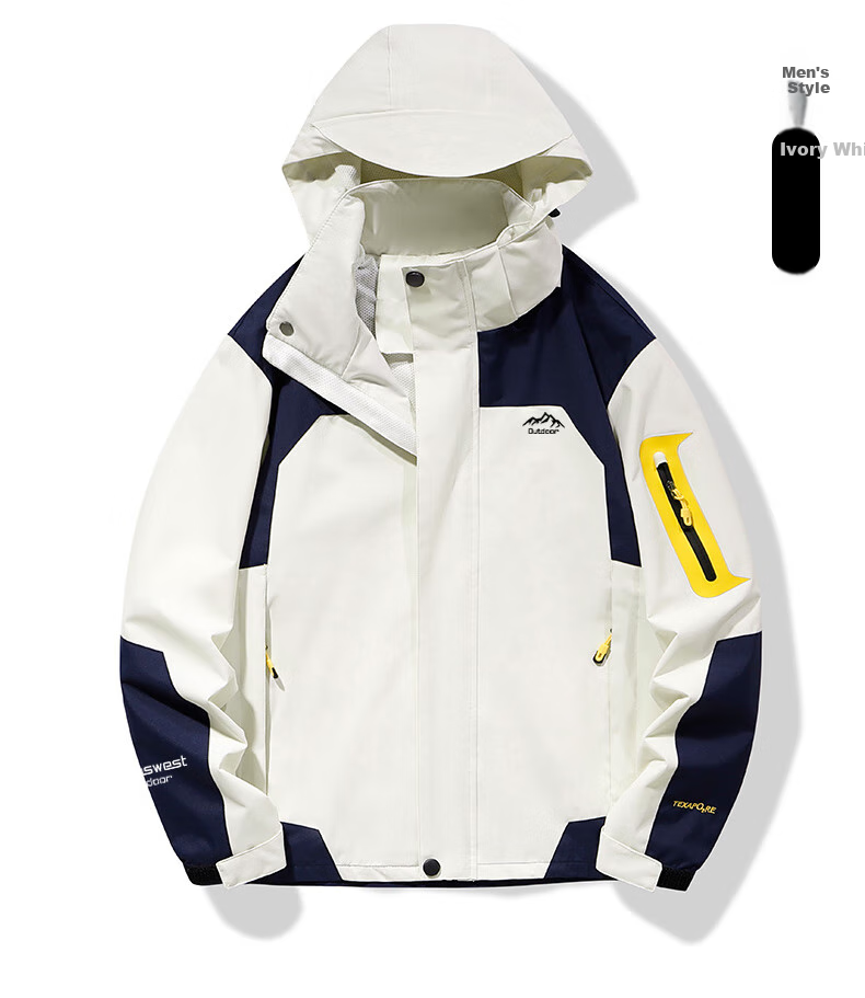 JEANSWEST OUTDOOR Windbreaker Spring And Autumn Jacket Outdoor Trendy Hooded Mountaineering Waterproof Couple Style Black 4XL 1