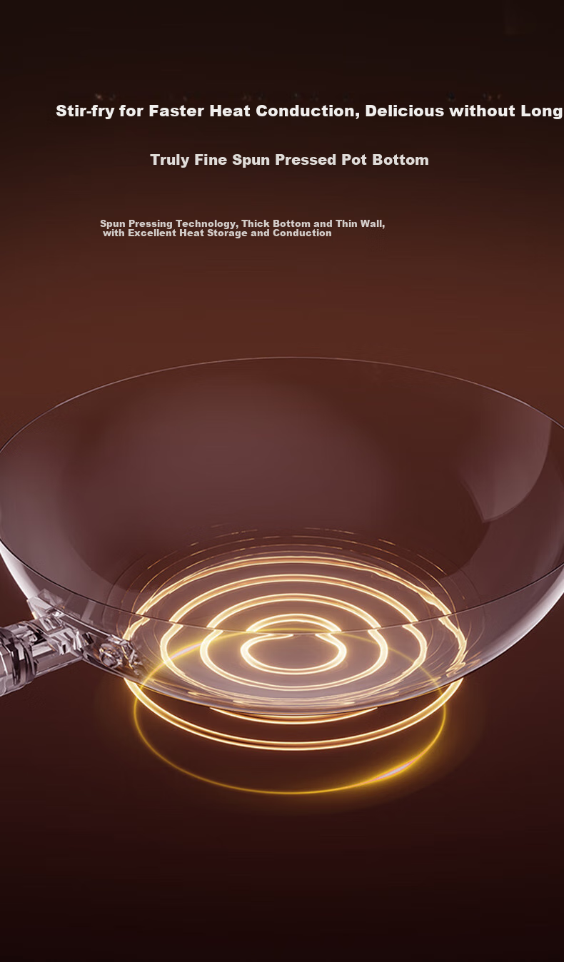 Midea Cast Iron Wok Healthy Non-Coated Iron Stir-Fry Pan 32cm for Home Gas Stove and Induction Cooker 4