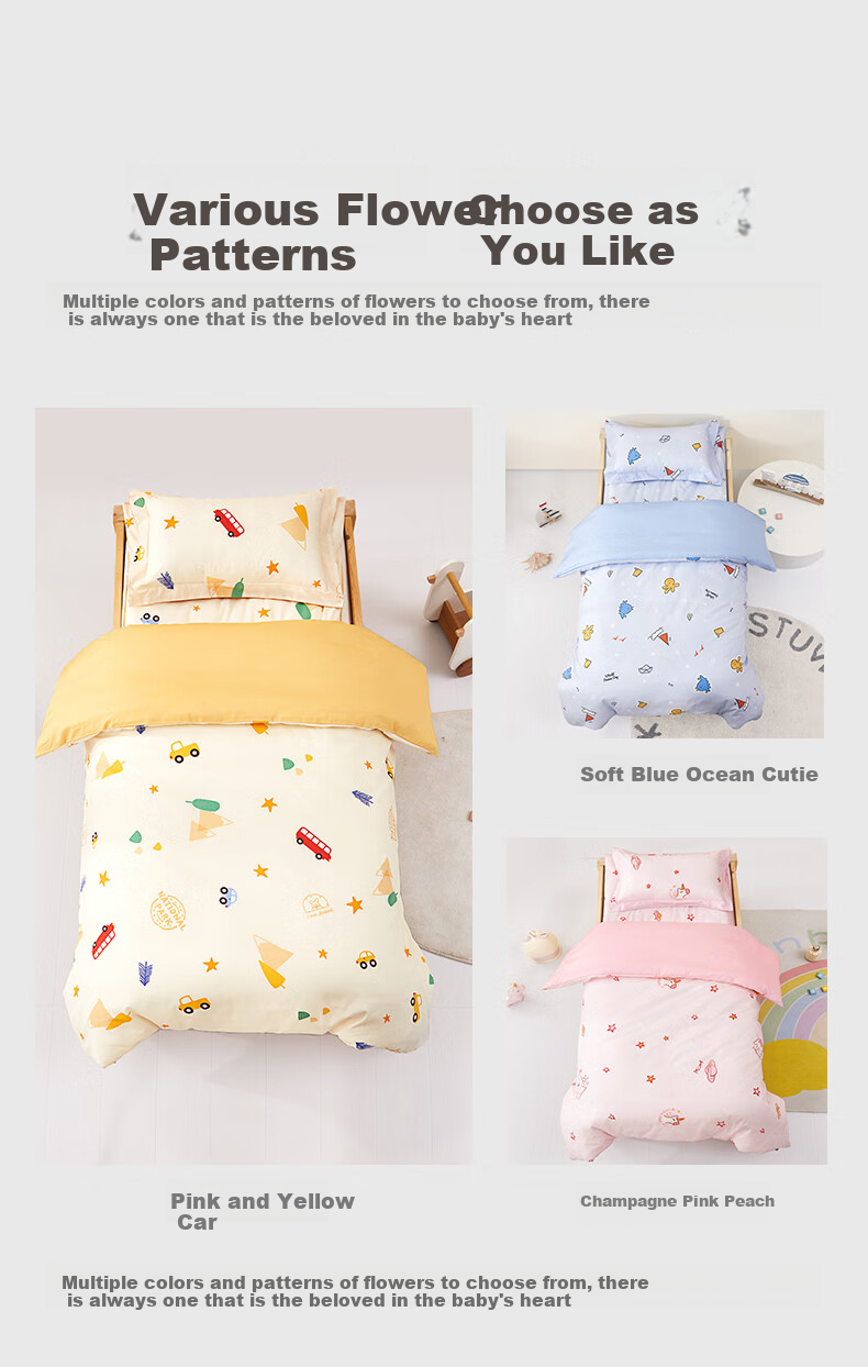 MERCURY Kids Three-Piece Bedding Set, Class A 100% Pure Cotton Bed Sheet, Duvet Cover, Pillowcase, Single Bed for Dormitory Students, 150*210cm 2