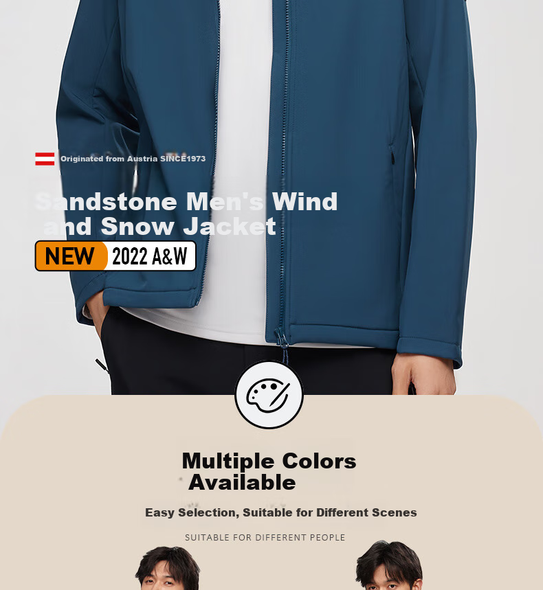 NORTHLAND Soft Shell Jacket for Men, Outdoor Windproof And Water-Resistant Warm Coat NXJCH5509E Black 180 2