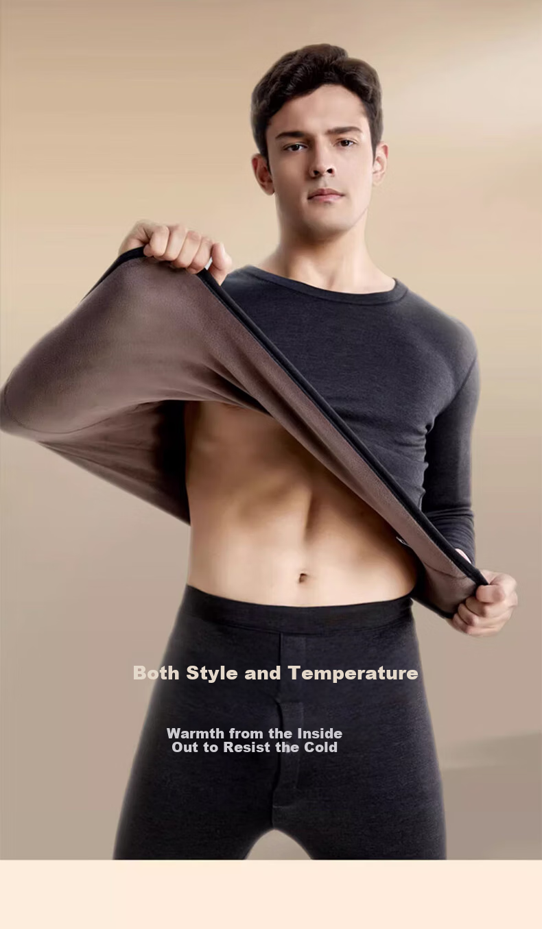 LangSha Thermal Underwear for Men, New Autumn And Winter 2026 Collection, Warm Fleece-Lined Thickened 7A Antibacterial German Fleece Heating Autumn Top And Pants for Me 12