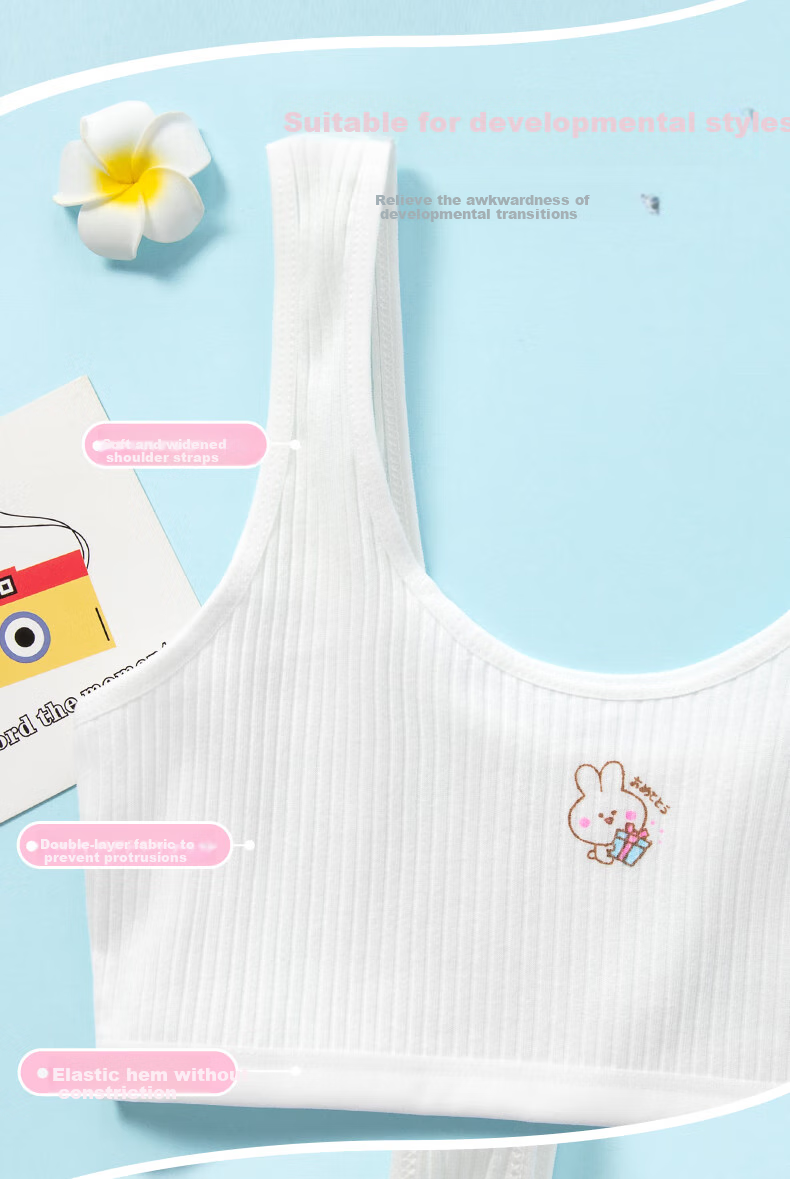 Dingguagua 2-Piece Girls' Underwear, First Stage Children's Puberty Cotton Anti-Nipple Show Bra for 8-14 Year Old Girls 4